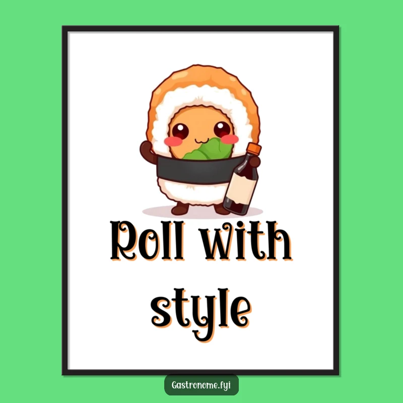 Funny Sushi Roll Digital Art - Instant Bold Decor Gift