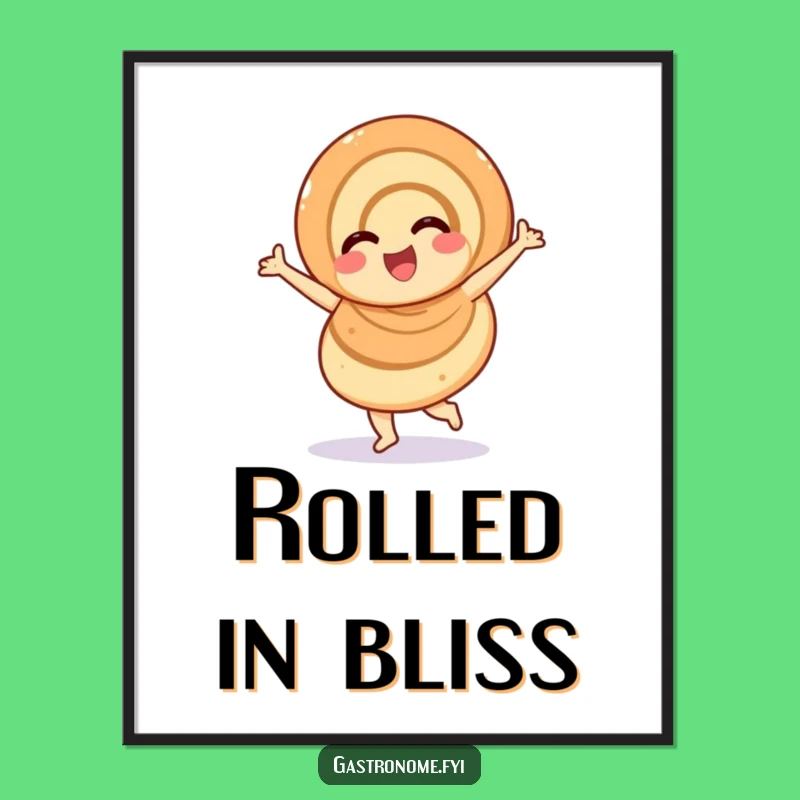 Funny Overjoyed Cinnamon Roll Digital Art, Sweet Pastry Instant Download