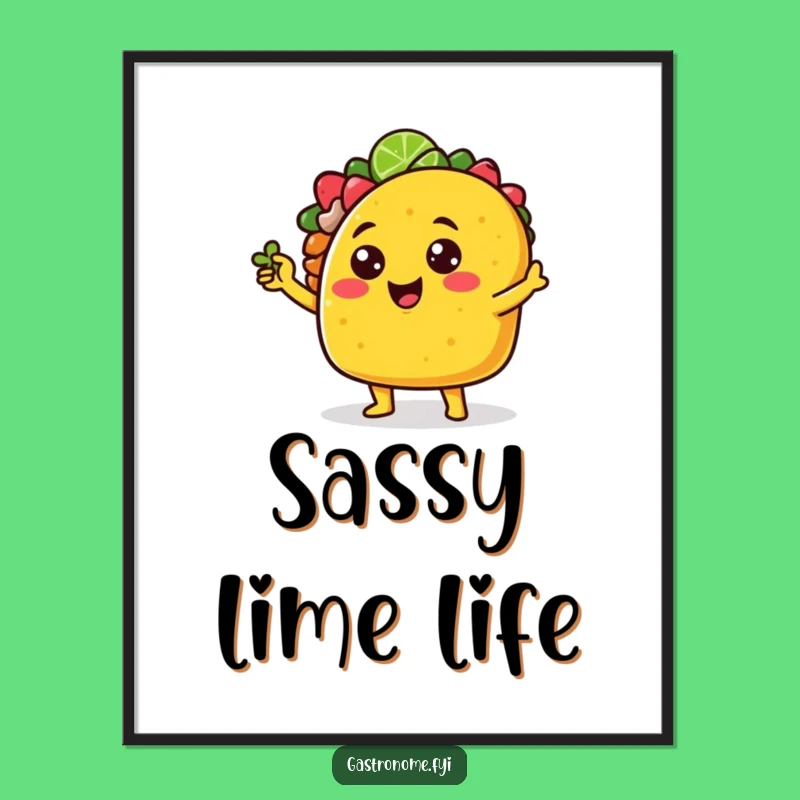 Funny Sassy Taco Lime Wedge Digital Art - Instant Fiesta Flair Download