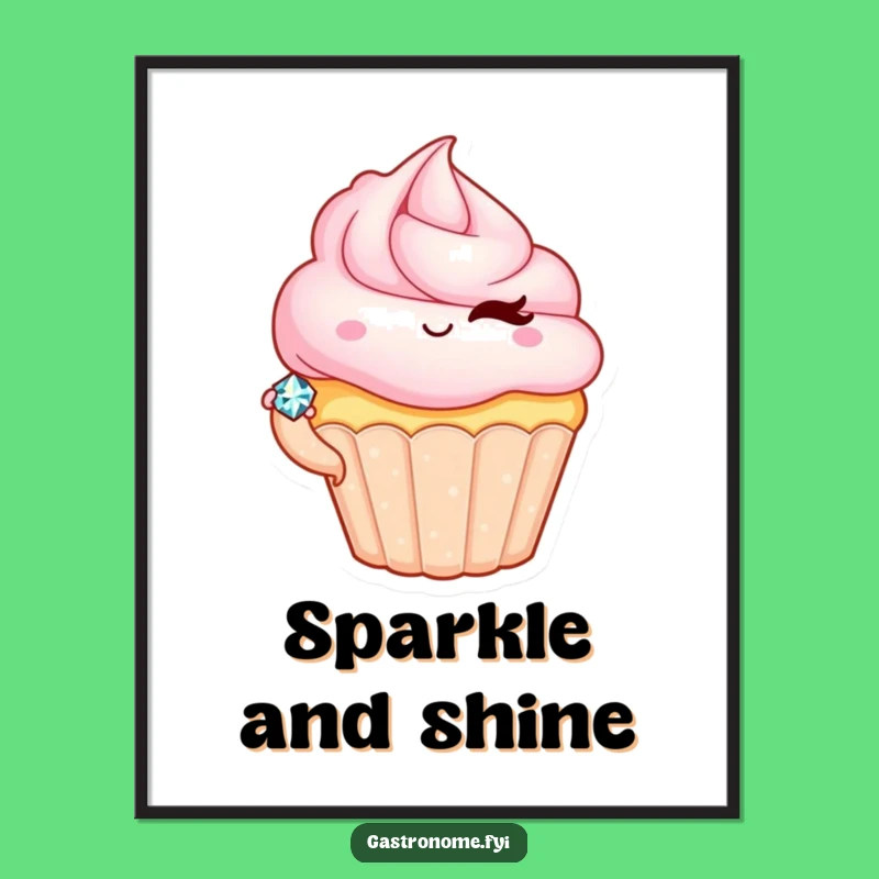 Funny Cupcake Sparkle Digital Print: Instant Sweetness for Walls