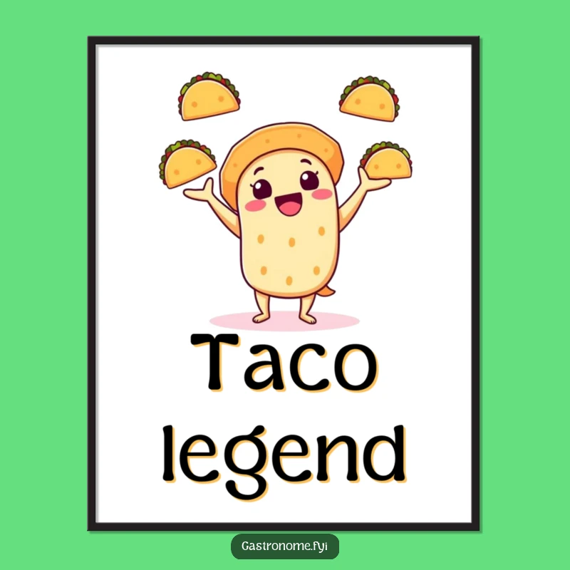Funny Taco Juggling Art Print: Fiesta Character, Perfect Funny Gift