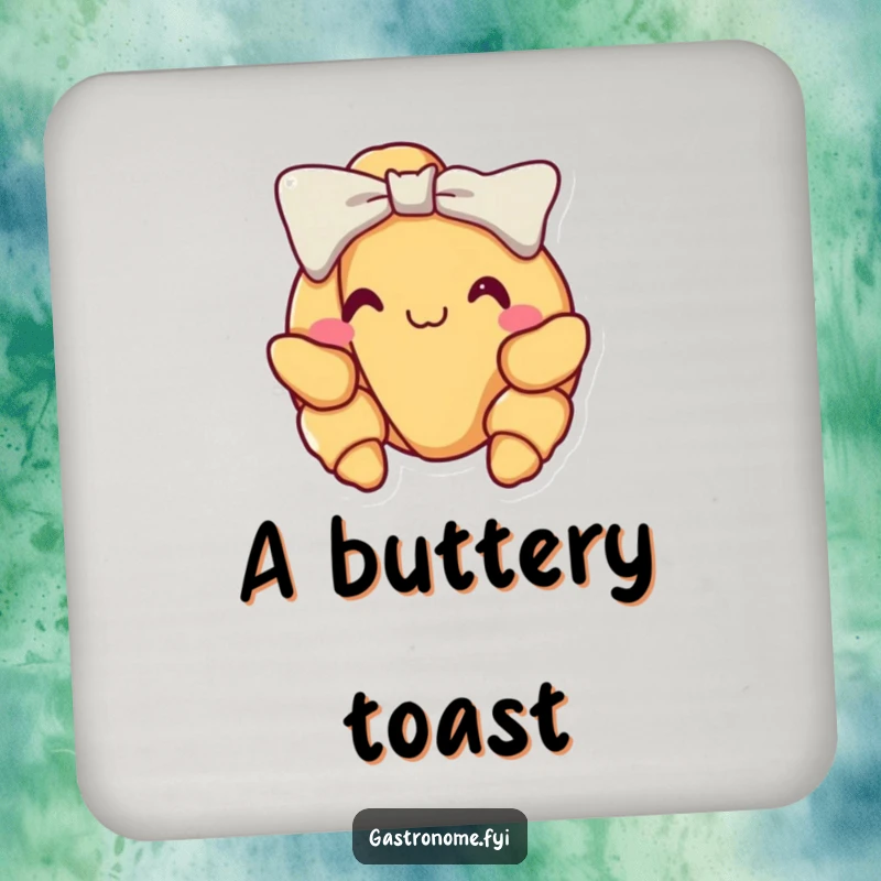 Funny croissant drink coasters, featuring a delighted croissant performing a proud little bow, adding French elegance and humor to tables.