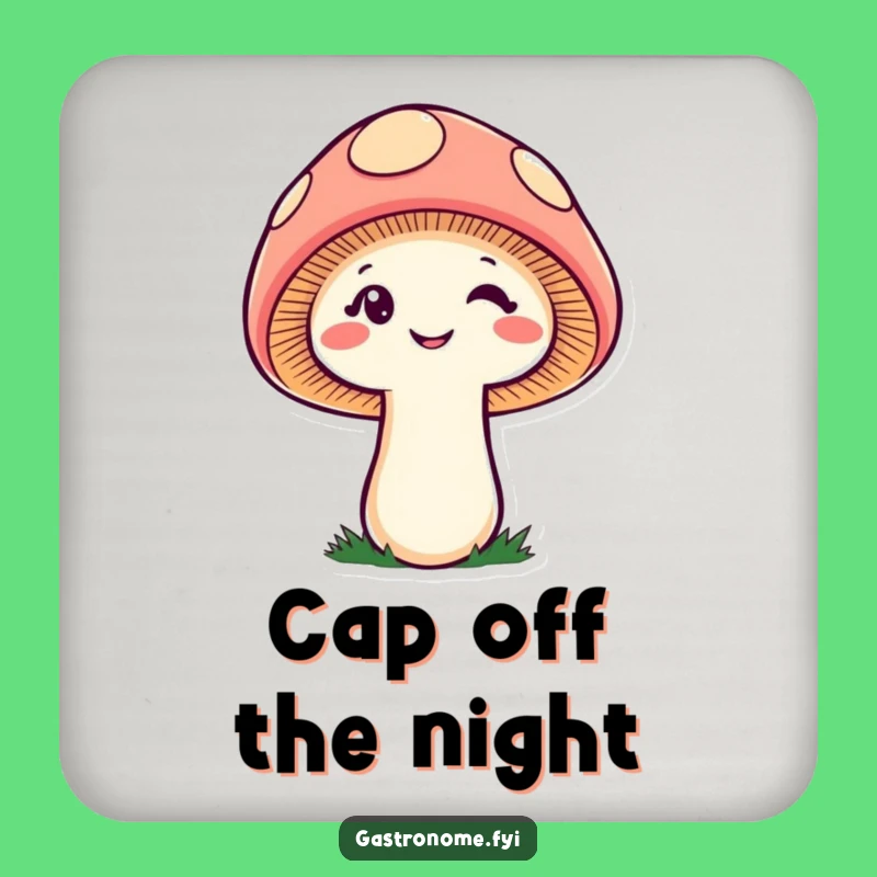 Funny Cheeky Mushroom Drink Coaster, Winking Fungi Table Protector