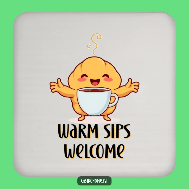 Funny Croissant Coffee Coaster: Happy Protection, Humorous Tabletop Gift