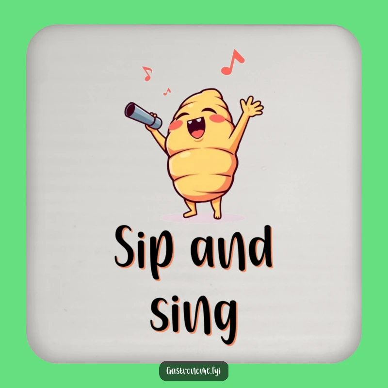 Funny Croissant Opera Note Drink Coaster - Protect Surfaces with Humorous Pastry Art