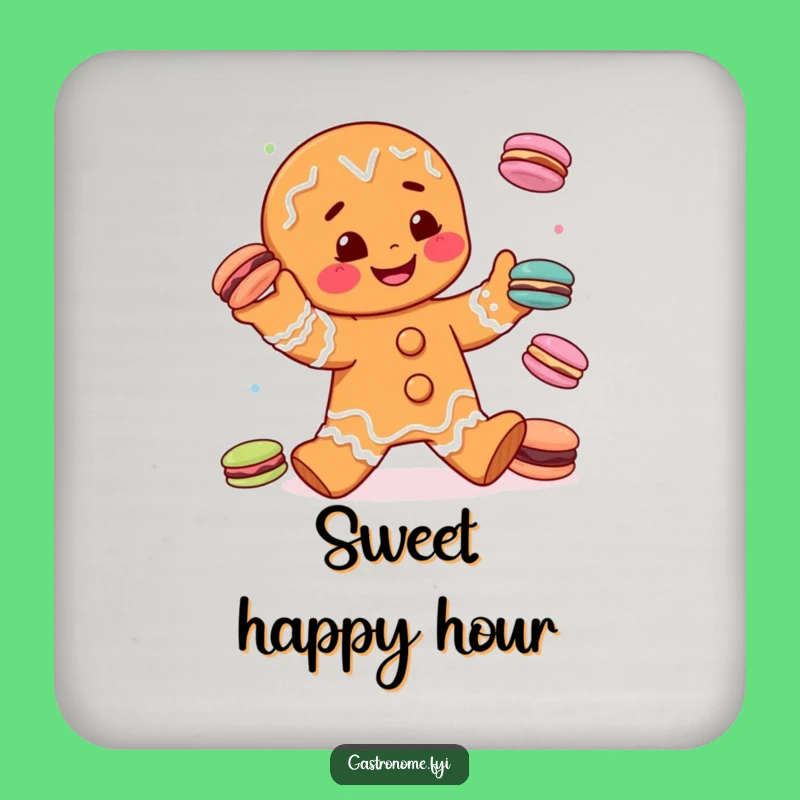 Funny Gingerbread Man Juggling Coaster - Protect Surfaces with Humorous Sweet Art
