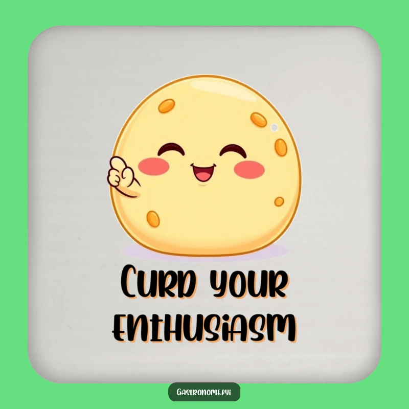 Funny Smiling Cheese Ball Drink Coaster, Satisfied Snack Protector