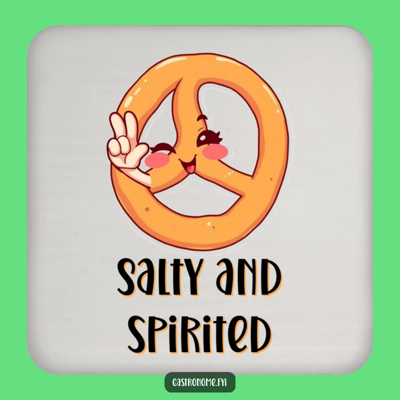 Funny Winking Pretzel Salute Drink Coaster - Protect Surfaces Humorously