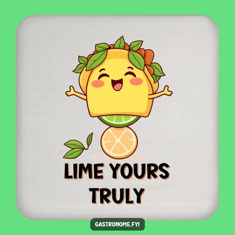 Funny Taco Lime Coaster: Protect Surfaces with Tex-Mex Fun