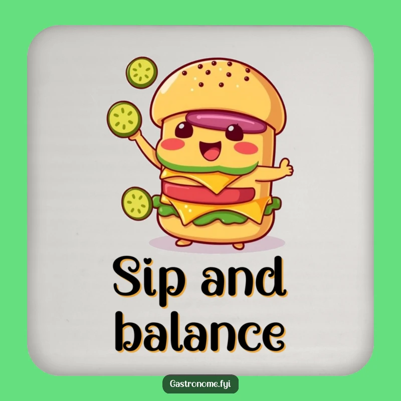 Set of Funny Cheeseburger Coasters: Protect Surfaces With Pickle Power, A Hilarious Gift