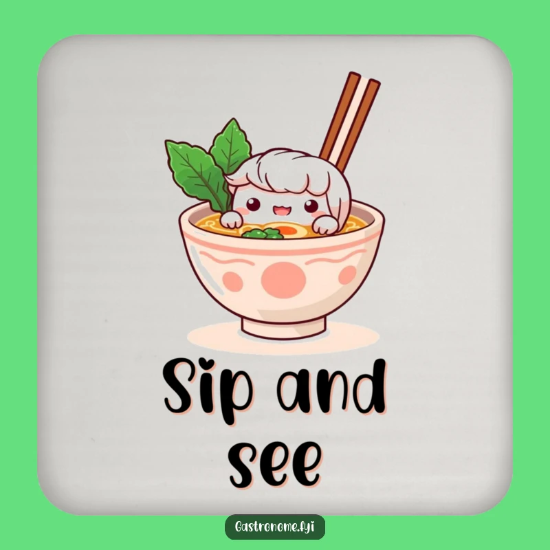 Funny Ramen Peek Coaster: Protect Surfaces Curiously - Great Funny Gift