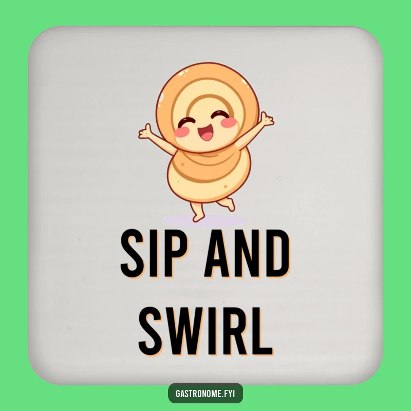 Funny Overjoyed Cinnamon Roll Drink Coaster, Sweet Pastry Protector