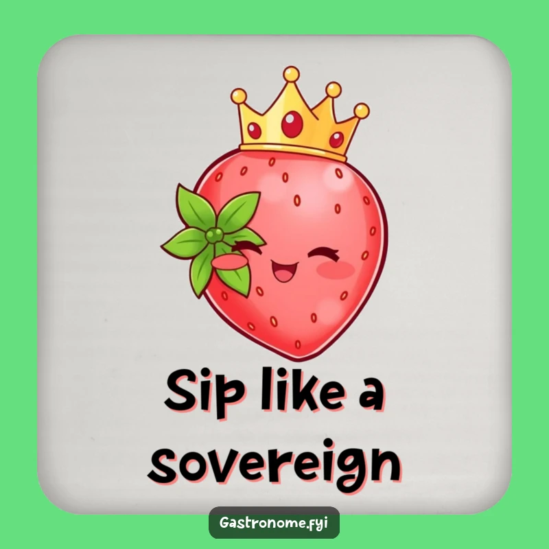 Funny Strawberry Crown Coaster: Protect Surfaces with Royal Charm