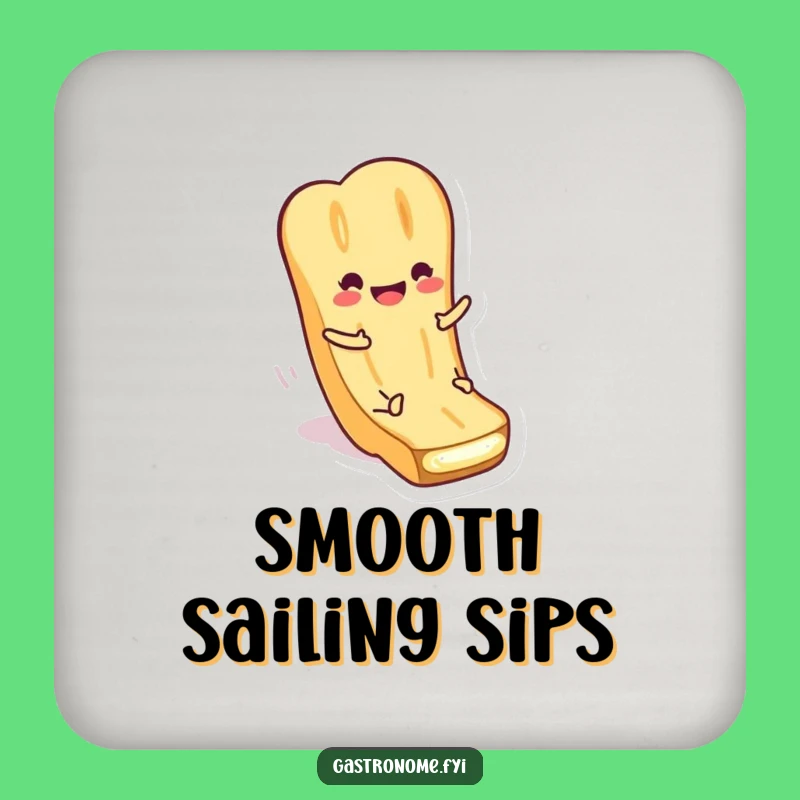 Funny Baguette Butter Coaster: Smiling Protection, Humorous Tabletop Gift