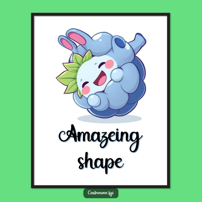 Funny Giggling Blueberry Poster, Whimsical Fruit Acrobat Wall Art