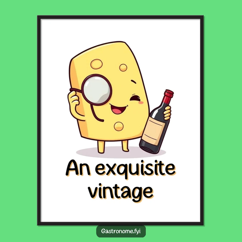 Funny Gourmet Cheese Wedge Art Poster: Elegant Humor for Your Walls, Perfect Funny Gift