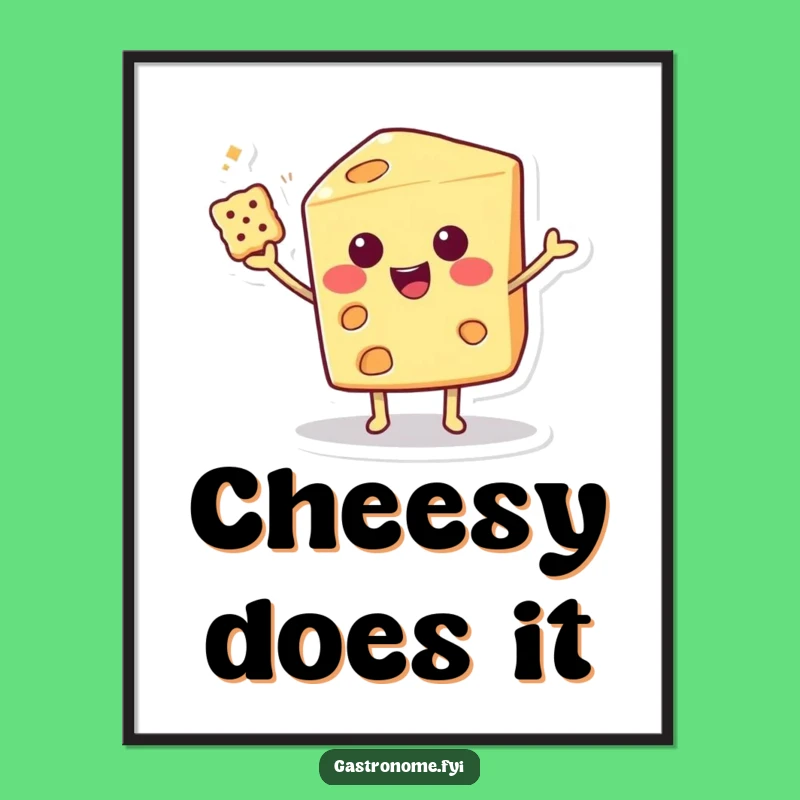 Funny Cheese Wedge Character Poster: Add Cheesy Humor to Your Walls