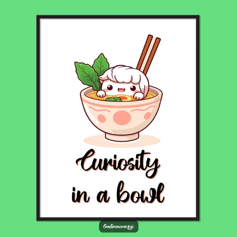 Funny Ramen Peek Poster: Curious Character's Peek-a-Boo - Perfect Funny Gift