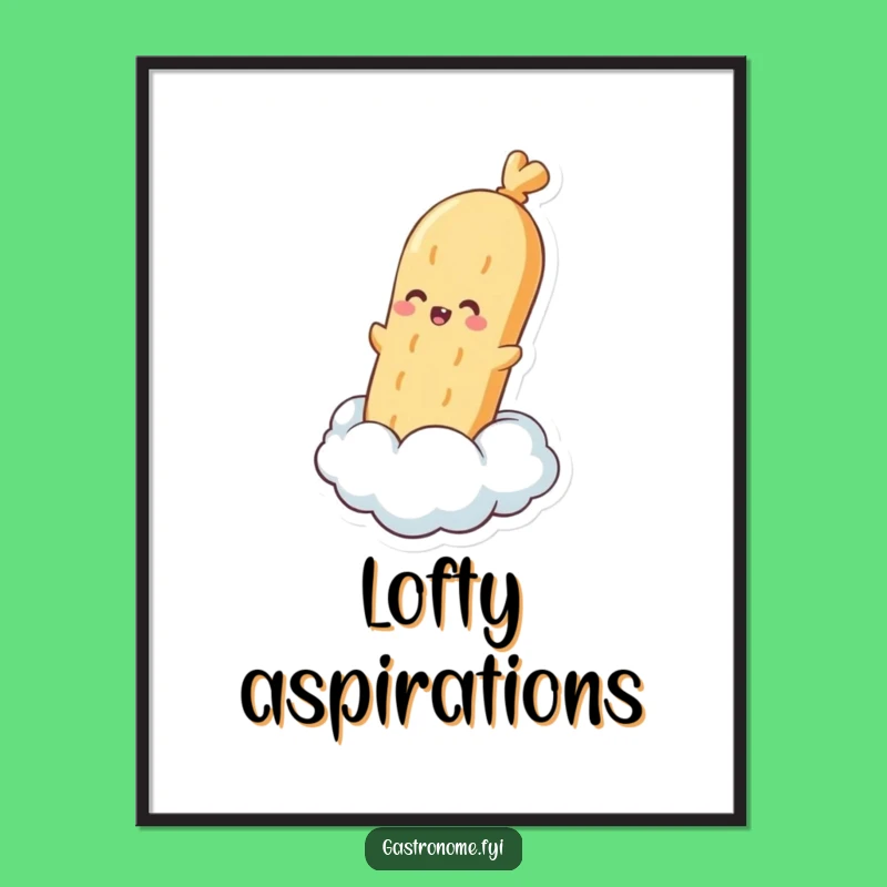 Funny Baguette Cloud Poster: Whimsical Art, Ideal Funny Gift for Kitchen Decor