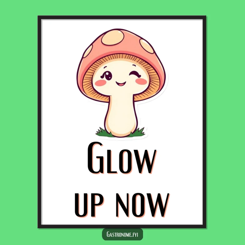 Funny Cheeky Mushroom Poster, Winking Fungi Wall Art