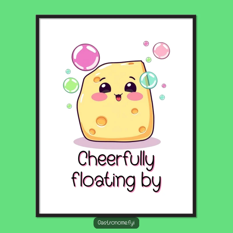Funny Cheese Bubble Poster: Whimsical Art for a Cheerful Space