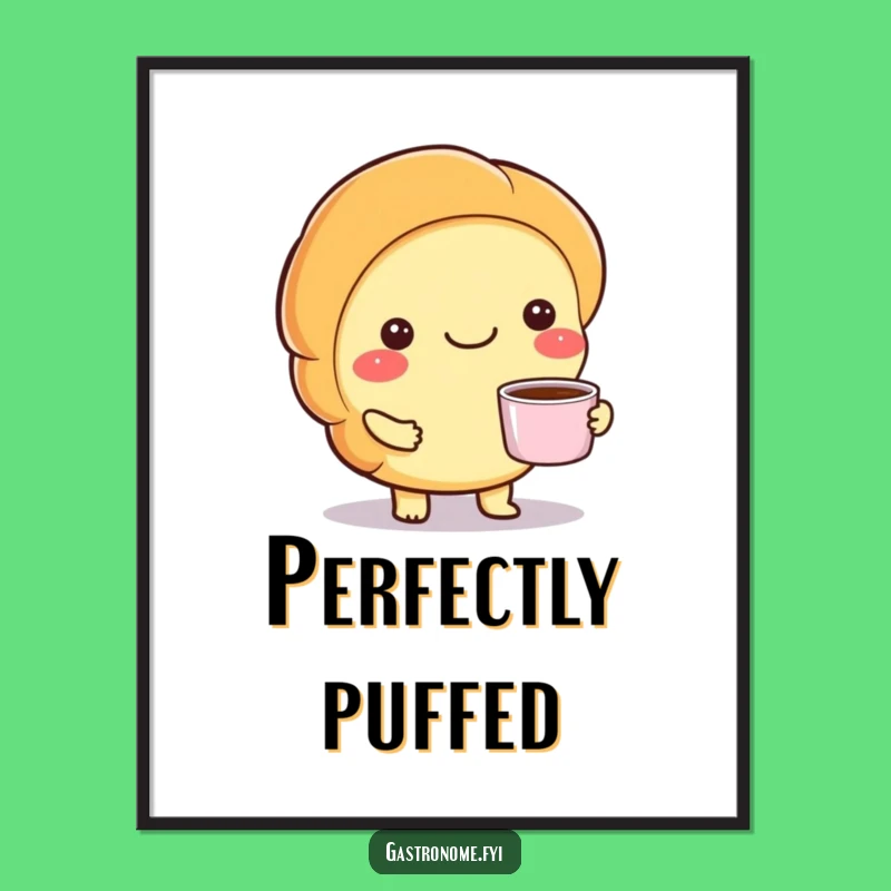 Funny Croissant Coffee Poster - Bonjour Breakfast Art Gift