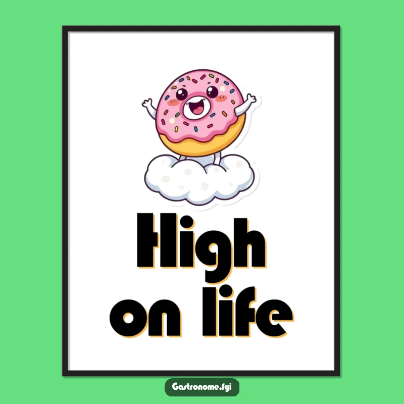 Funny Donut Cloud Bouncer Poster: Happy Character's Joyful Bounce - Perfect Funny Gift