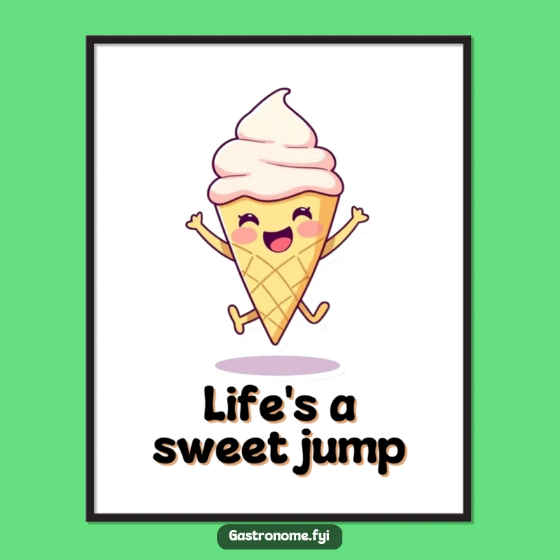 Funny Ice Cream Cone Leap Poster: Vibrant Art for a Cheerful Room