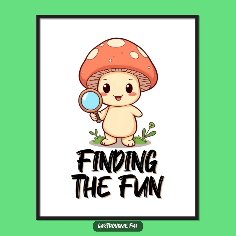 Funny Mushroom Magnify Poster: Whimsical Art for Curious Spaces