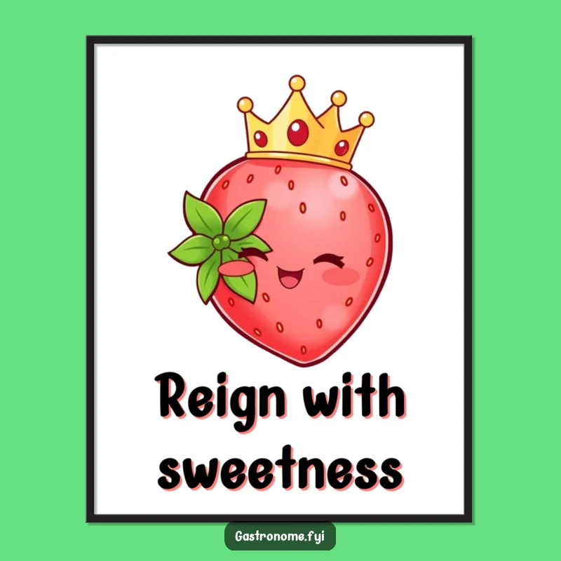 Funny Strawberry Crown Poster: Regal Art for a Sweet Atmosphere