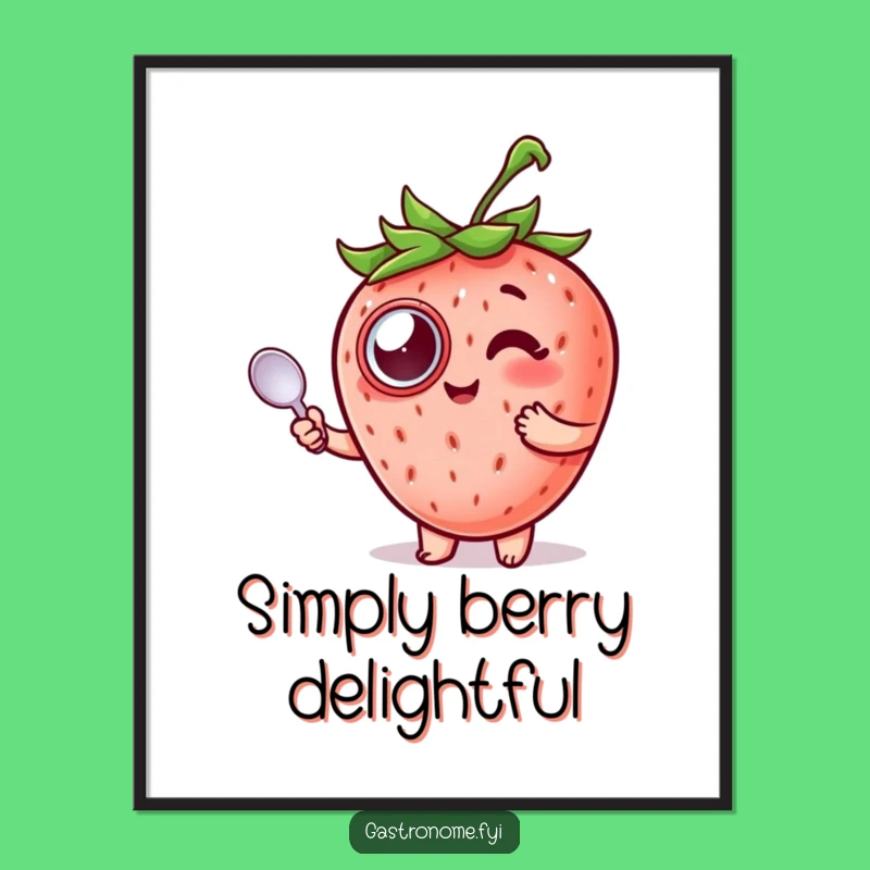 Funny Strawberry Monocle Poster: Elegant Fruit Art for Any Room