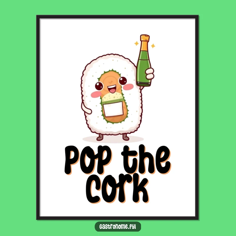 Funny Sushi Wine Poster - Festive Wall Art for Foodie Fun