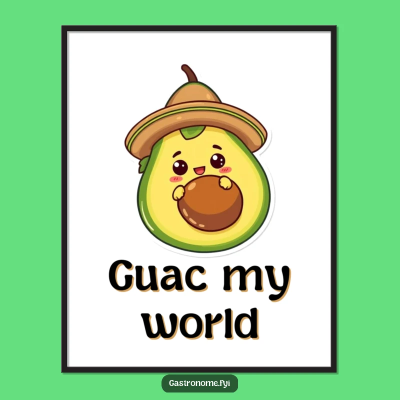 Funny Taco Avocado Poster: Curious Character Art, Whimsical Mexican Humorous Gift