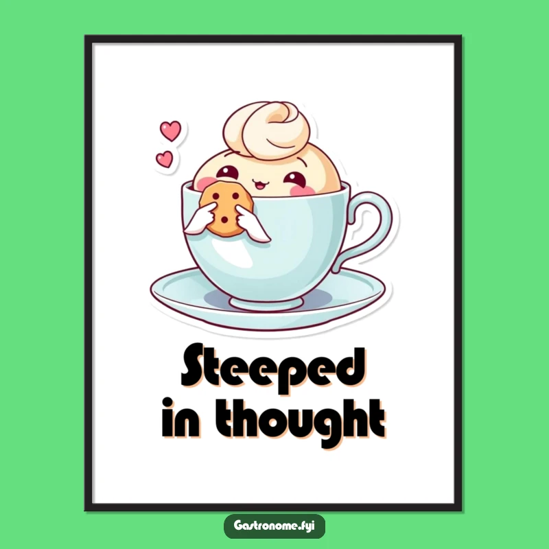 Funny Thoughtful Teacup Biscuit Poster - Charming Wall Art