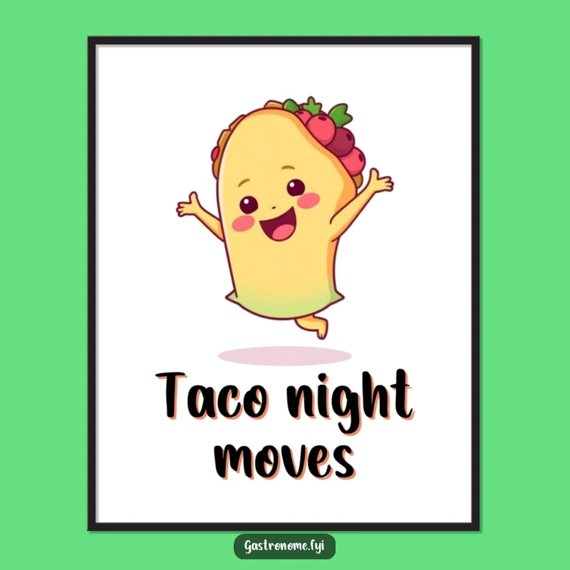 Funny Taco Dance Poster: Vibrant Wall Art, Lively Salsa Moves, Perfect Funny Gift