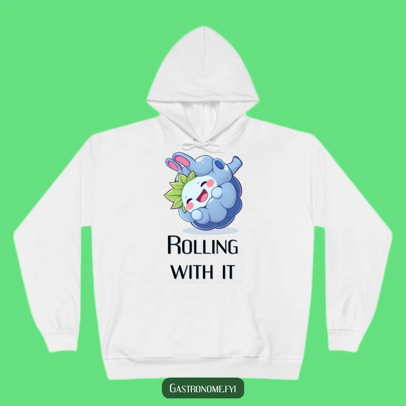 Funny Giggling Blueberry Hoodie, Cozy Fruit Acrobat Gift Apparel