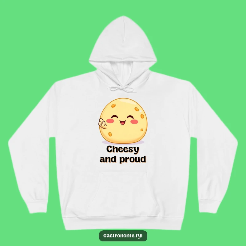 Funny Smiling Cheese Ball Hoodie, Cozy Satisfied Snack Gift Apparel