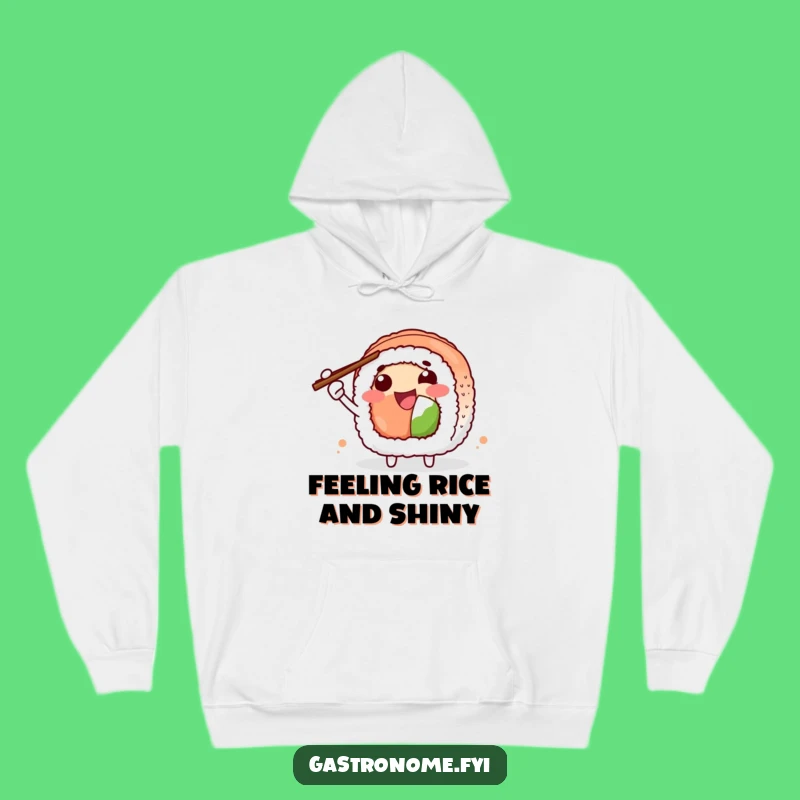 Funny Sushi Roll Hoodie: Joyful Character & Chopsticks, Cozy Humorous Gift