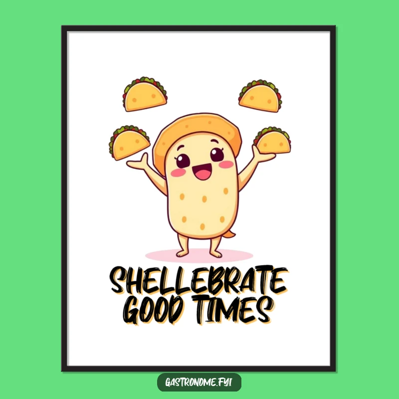 Free Printable Wall Art: Cheerful Taco Juggler - Fun Downloadable Decor!