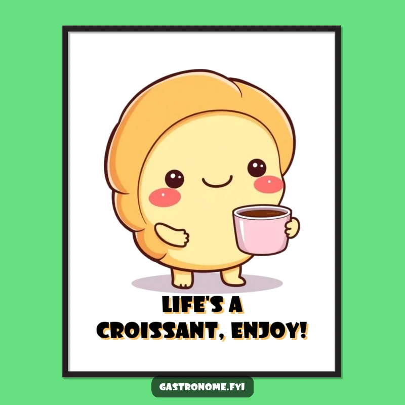 Free Printable Wall Art: Funny Croissant Barista - Cozy Downloadable Decor