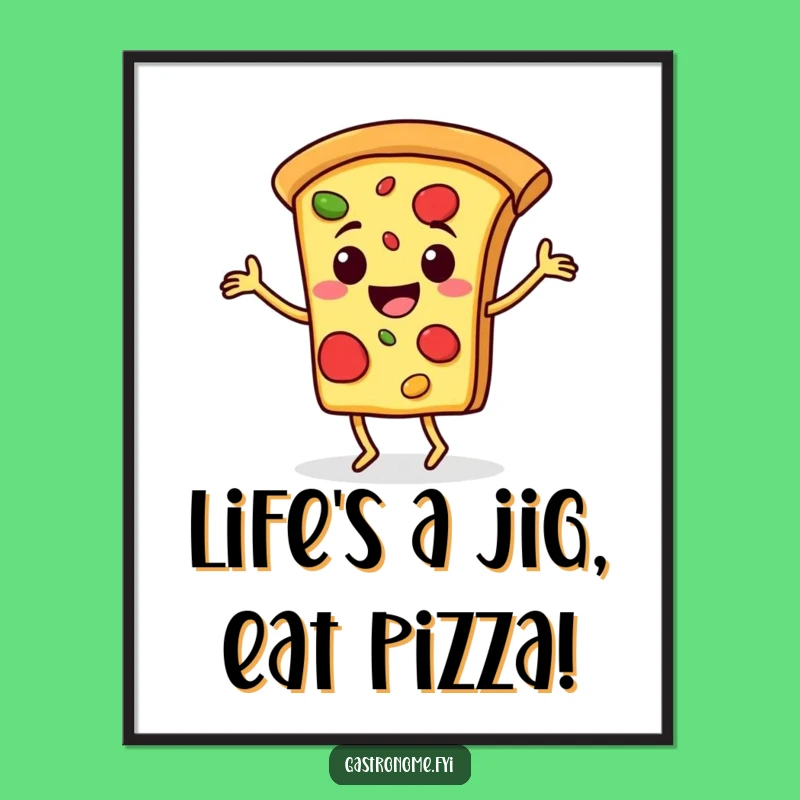 Free Printable Wall Art: Funny Pizza Dancer - Cheesy Downloadable Decor
