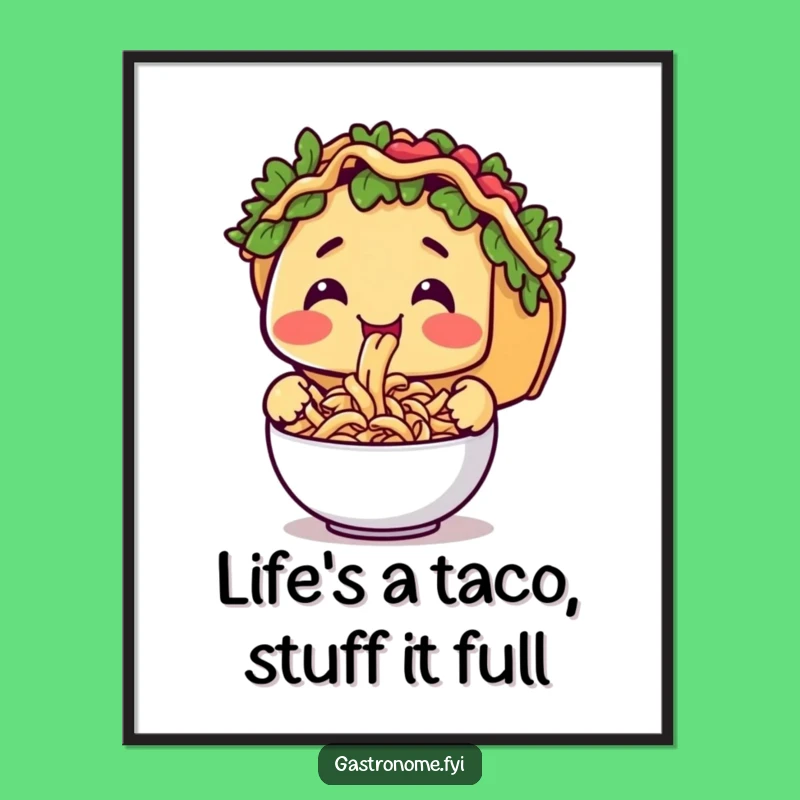 Free Printable Wall Art: Funny Taco Pasta Slurp Downloadable Decor, Add Flavor!