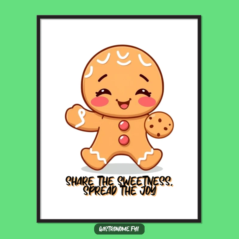 Free Printable Wall Art: Giggling Gingerbread Cookie Downloadable Decor