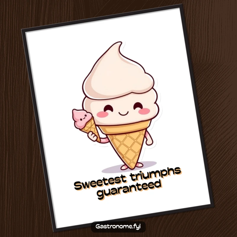 Funny Free Printable Wall Art: A happy ice cream cone character offering a cone, bringing a sweet and cheerful vibe.