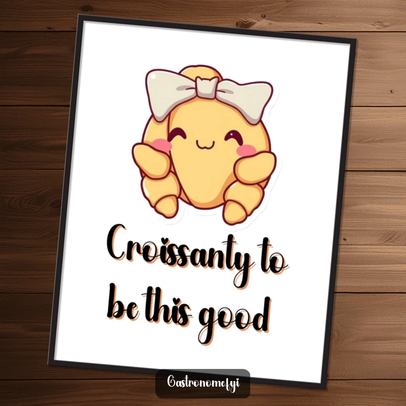 Funny Free Printable Wall Art: A delighted croissant performs a proud little bow, adding a touch of elegance and humor to your wall.