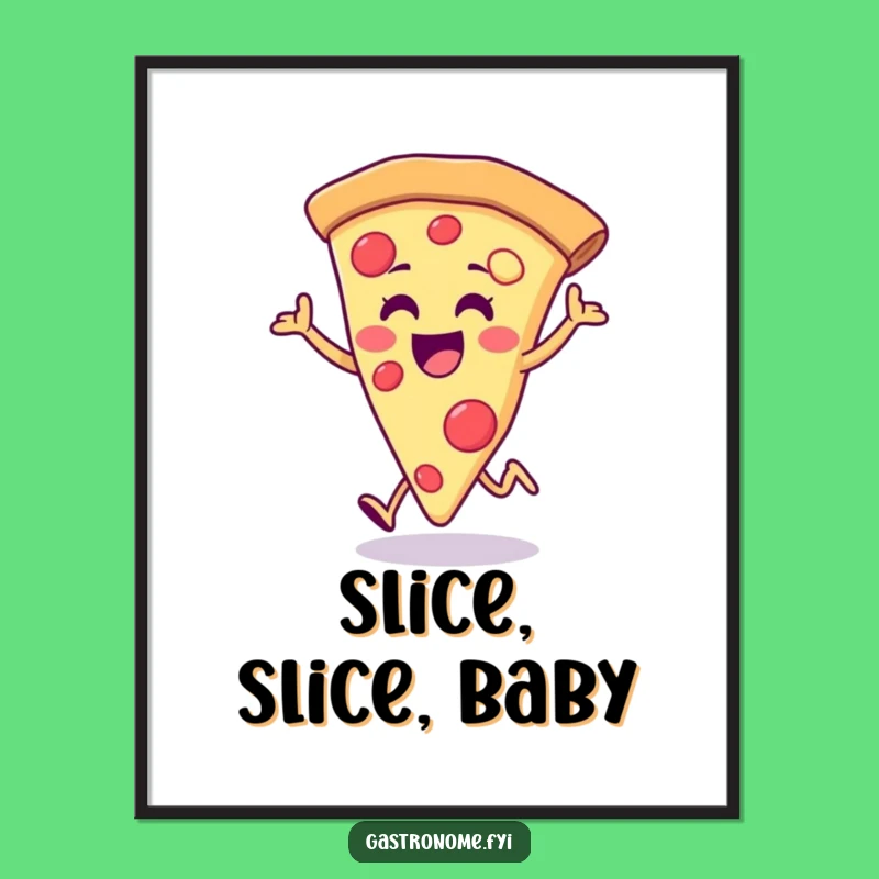 Funny Free Printable Pizza Wall Art: Hopping Slice Fun Decor - Downloadable Gift