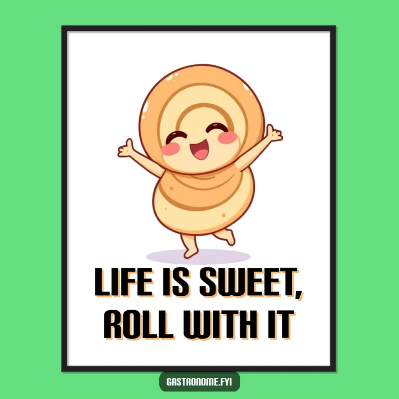 Funny Free Printable Wall Art: Cinnamon Roll Twirl, Downloadable Art