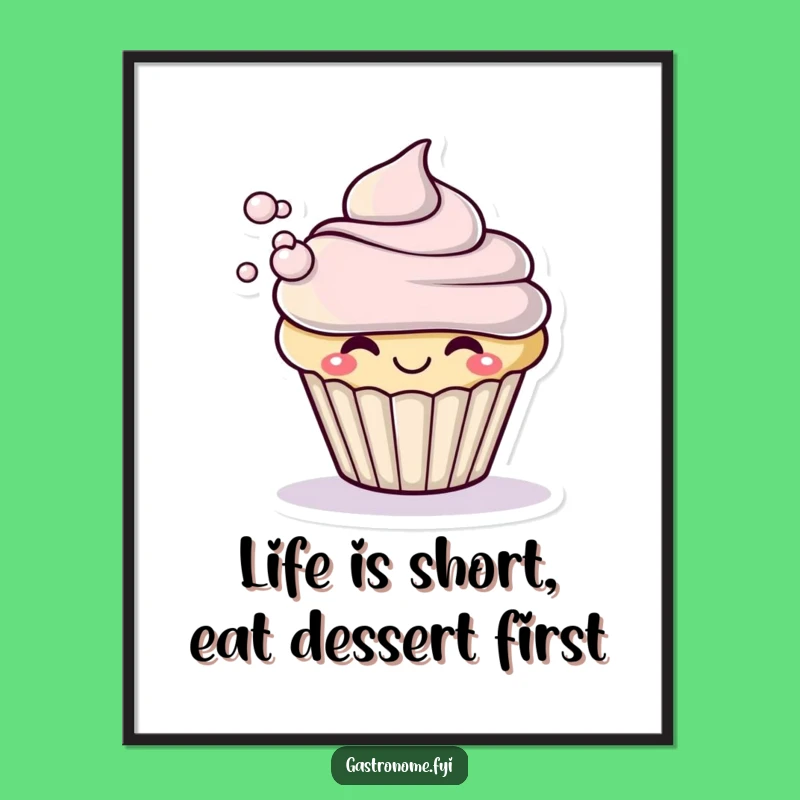 Funny Free Printable Wall Art: Cupcake Blows Frosting Dessert Downloadable Decor