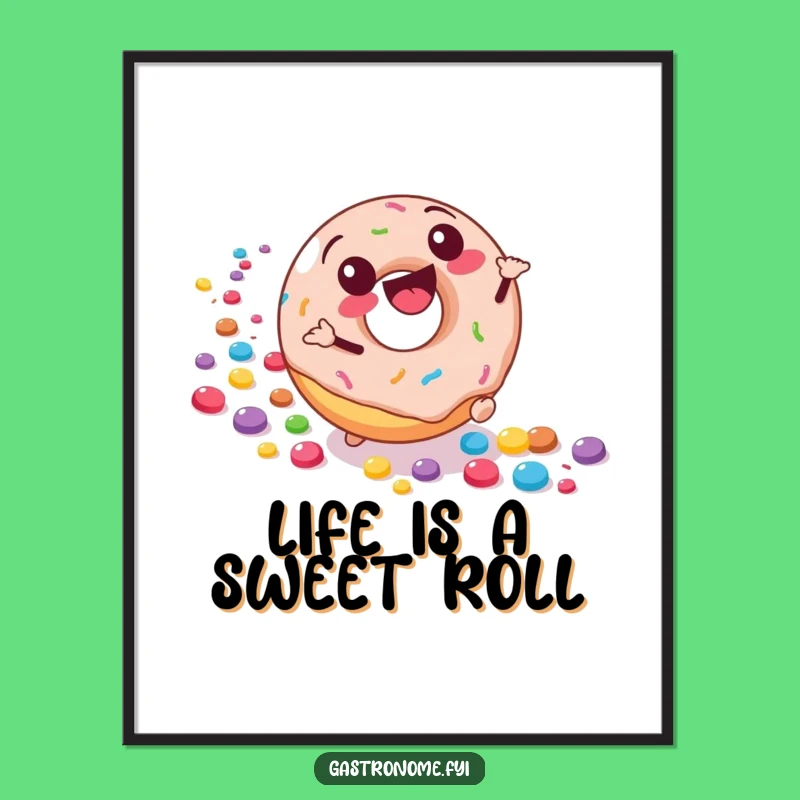 Funny Free Printable Wall Art: Donut Candy Roll Whimsical Decor Downloadable