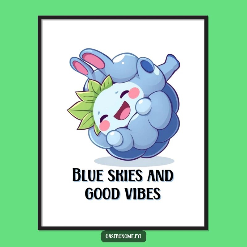 Funny Free Printable Wall Art: Giggling Blueberry Somesault, Downloadable Art
